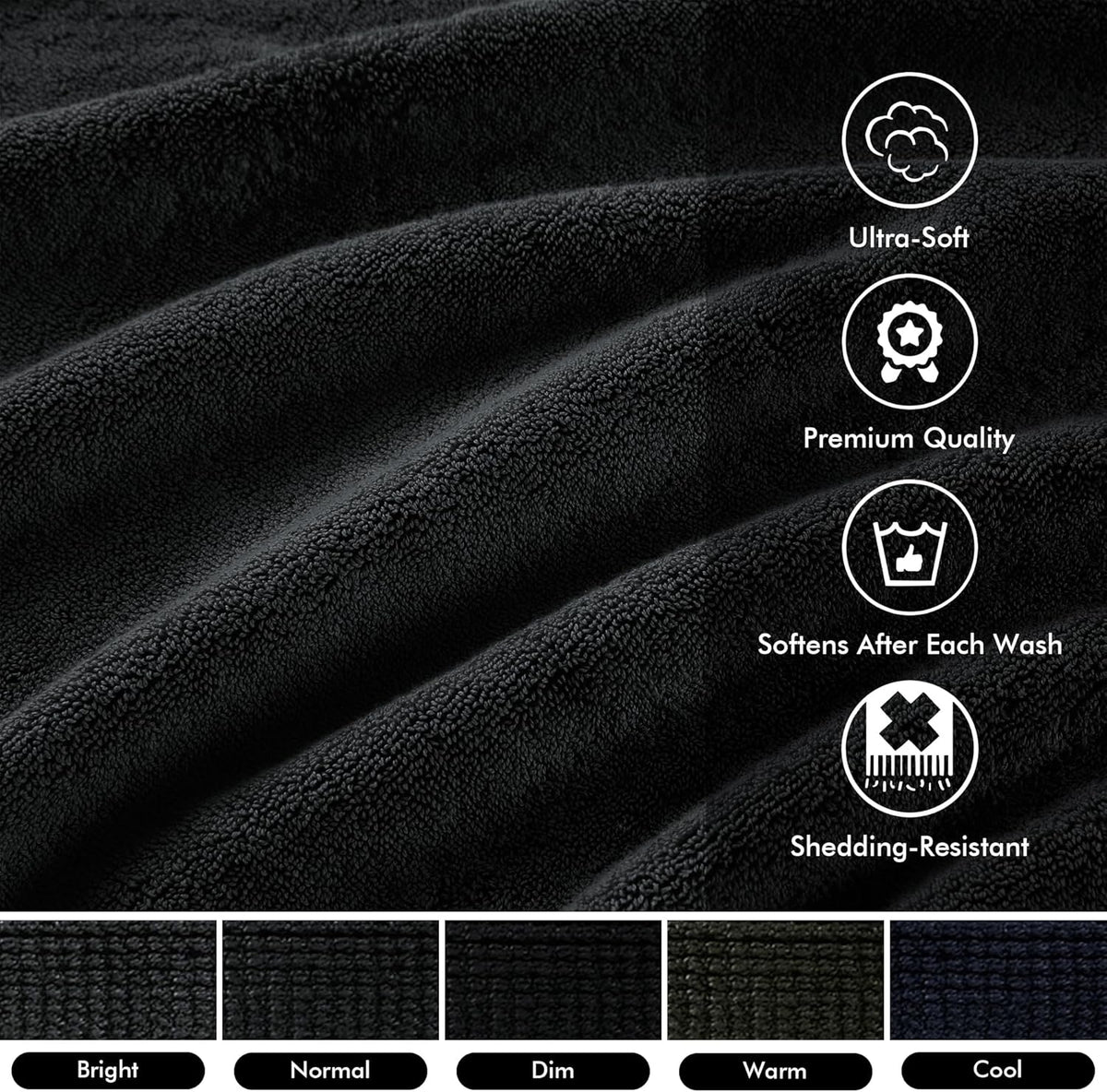800GSM 100% Cotton Bathroom Bath Towel Set of 8, Grey | Long Staple, Highly Absorbent, Durable Hotel Spa Quality, Quick Dry, Double Stitched Hems, Lint Reducing, OEKO-TEX Certified - Colors B