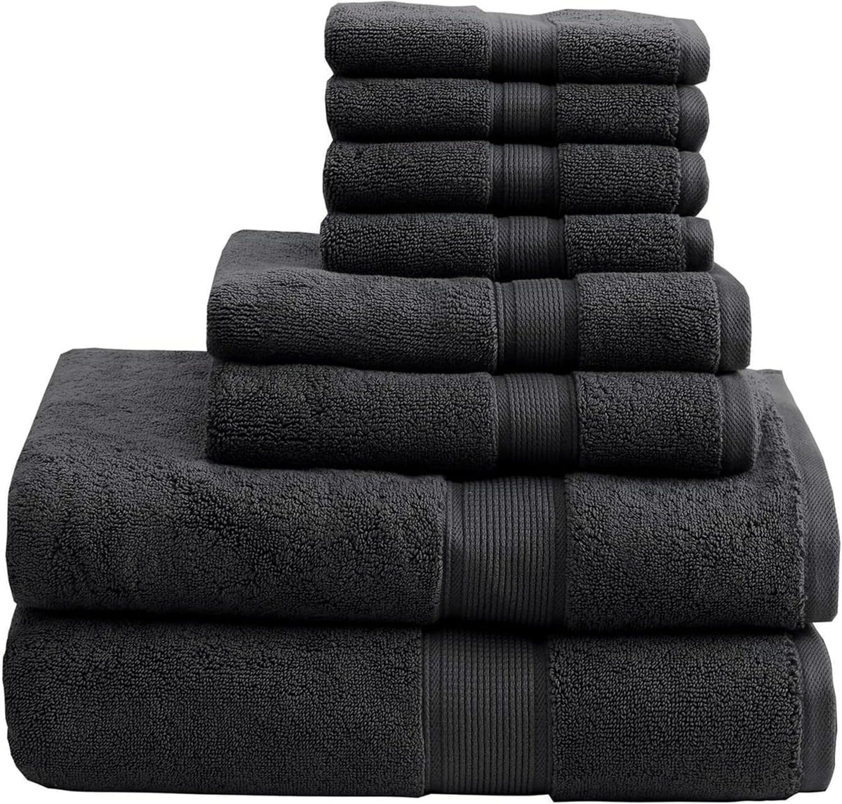 800GSM 100% Cotton Bathroom Bath Towel Set of 8, Grey | Long Staple, Highly Absorbent, Durable Hotel Spa Quality, Quick Dry, Double Stitched Hems, Lint Reducing, OEKO-TEX Certified - Colors B