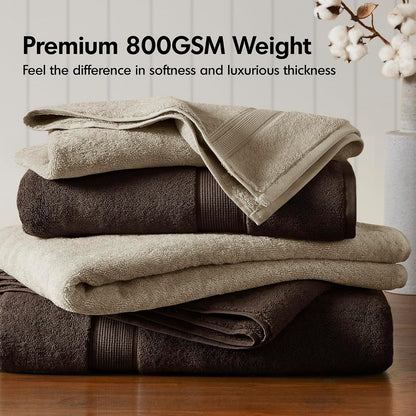 800GSM 100% Cotton Bathroom Bath Towel Set of 8, Grey | Long Staple, Highly Absorbent, Durable Hotel Spa Quality, Quick Dry, Double Stitched Hems, Lint Reducing, OEKO-TEX Certified - Colors B