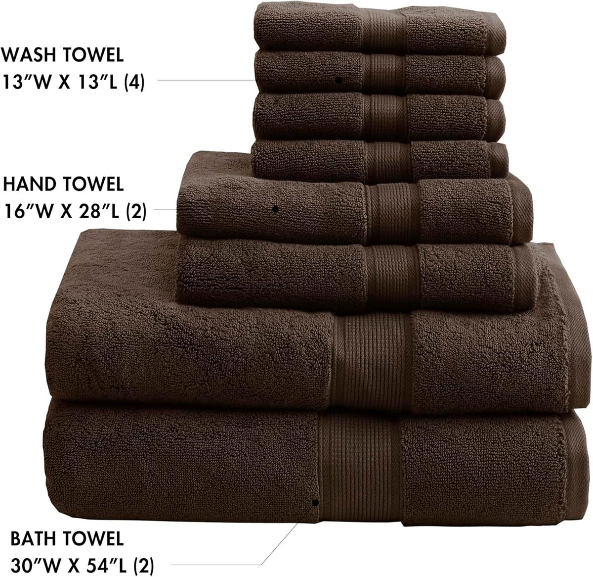 800GSM 100% Cotton Bathroom Bath Towel Set of 8, Grey | Long Staple, Highly Absorbent, Durable Hotel Spa Quality, Quick Dry, Double Stitched Hems, Lint Reducing, OEKO-TEX Certified - Colors B