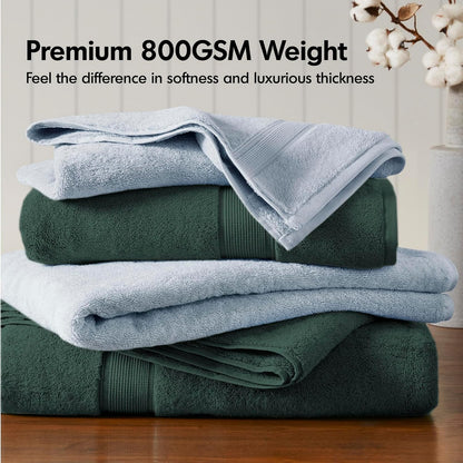 800GSM 100% Cotton Bathroom Bath Towel Set of 8, Grey | Long Staple, Highly Absorbent, Durable Hotel Spa Quality, Quick Dry, Double Stitched Hems, Lint Reducing, OEKO-TEX Certified - Colors B