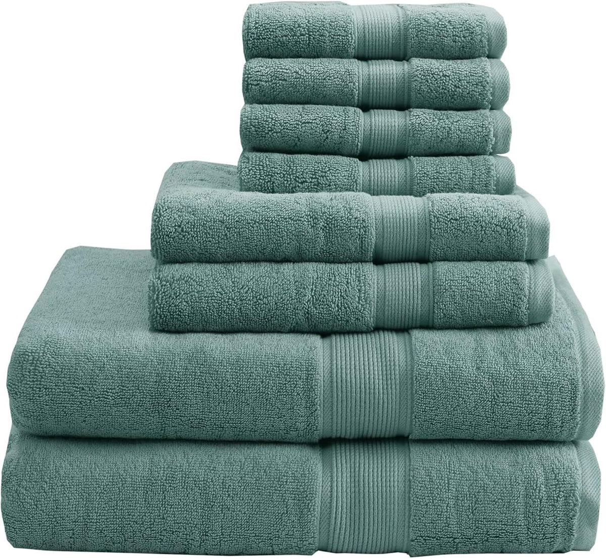 800GSM 100% Cotton Bathroom Bath Towel Set of 8, Grey | Long Staple, Highly Absorbent, Durable Hotel Spa Quality, Quick Dry, Double Stitched Hems, Lint Reducing, OEKO-TEX Certified - Colors B