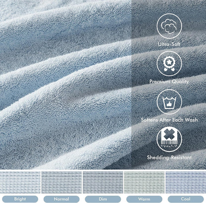 800GSM 100% Cotton Bathroom Bath Towel Set of 8, Grey | Long Staple, Highly Absorbent, Durable Hotel Spa Quality, Quick Dry, Double Stitched Hems, Lint Reducing, OEKO-TEX Certified - Colors B