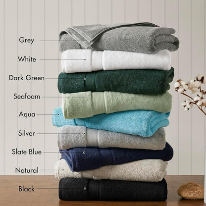 800GSM 100% Cotton Bathroom Bath Towel Set of 8, Grey | Long Staple, Highly Absorbent, Durable Hotel Spa Quality, Quick Dry, Double Stitched Hems, Lint Reducing, OEKO-TEX Certified - Colors B