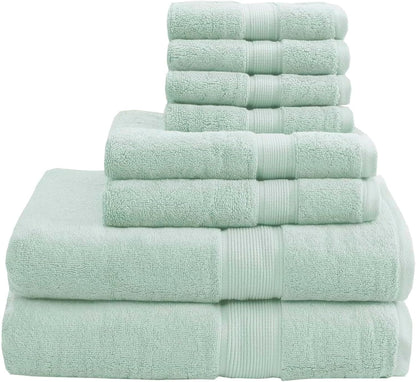 800GSM 100% Cotton Bathroom Bath Towel Set of 8, Grey | Long Staple, Highly Absorbent, Durable Hotel Spa Quality, Quick Dry, Double Stitched Hems, Lint Reducing, OEKO-TEX Certified - Colors B