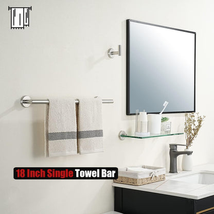 JQK Bath Towel Bar, 33 Inch 304 Stainless Steel Thicken 0.8mm Single Towel Rack for Bathroom, Towel Holder Brushed Finished Wall Mount, Useable Length 30 Inch, TB110L30-BN