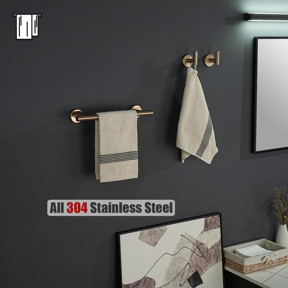 JQK Bath Towel Bar, 33 Inch 304 Stainless Steel Thicken 0.8mm Single Towel Rack for Bathroom, Towel Holder Brushed Finished Wall Mount, Useable Length 30 Inch, TB110L30-BN
