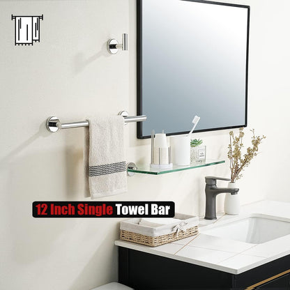 JQK Bath Towel Bar, 33 Inch 304 Stainless Steel Thicken 0.8mm Single Towel Rack for Bathroom, Towel Holder Brushed Finished Wall Mount, Useable Length 30 Inch, TB110L30-BN