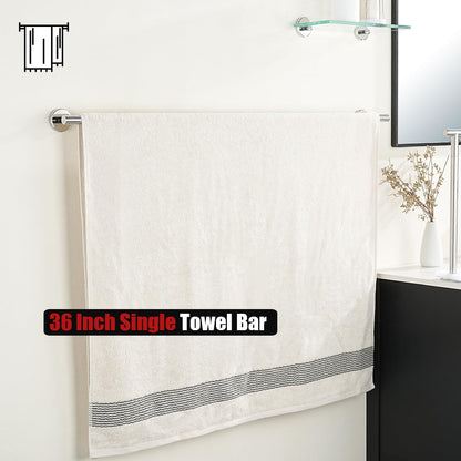 JQK Bath Towel Bar, 33 Inch 304 Stainless Steel Thicken 0.8mm Single Towel Rack for Bathroom, Towel Holder Brushed Finished Wall Mount, Useable Length 30 Inch, TB110L30-BN