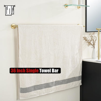 JQK Bath Towel Bar, 33 Inch 304 Stainless Steel Thicken 0.8mm Single Towel Rack for Bathroom, Towel Holder Brushed Finished Wall Mount, Useable Length 30 Inch, TB110L30-BN