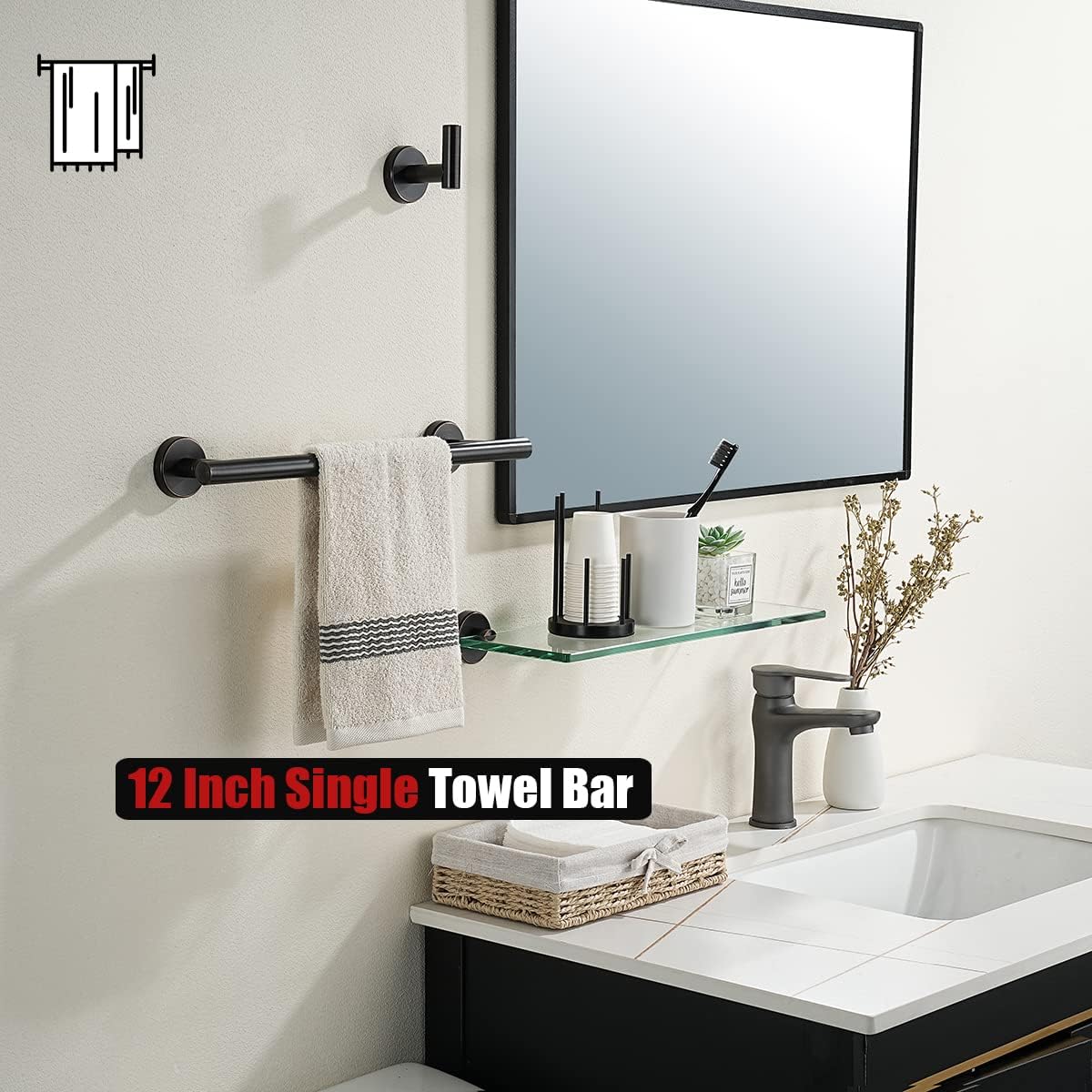JQK Bath Towel Bar, 33 Inch 304 Stainless Steel Thicken 0.8mm Single Towel Rack for Bathroom, Towel Holder Brushed Finished Wall Mount, Useable Length 30 Inch, TB110L30-BN