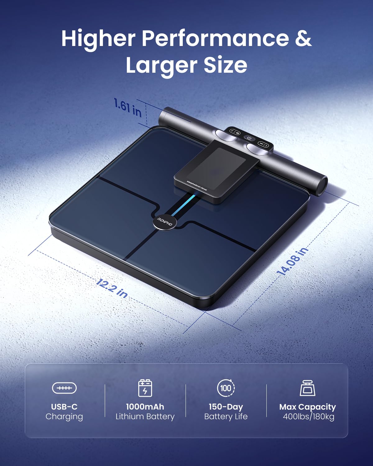 Smart Scale for Body Weight, TFT Handle Display, Rechargeable