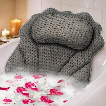 Bath Pillow Ergonomic Luxury Bathtub Pillow with Head,Neck, Shoulder and Back Support, 4D Bath Pillows for tub with 6 Powerful Suction Cups, Fits All Bathtub, Spa Tub, Hot Jacuzzi (Black)