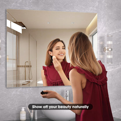 Hasipu 28''x 20'' Bathroom Mirror with Lights, Anti-Fog, Dimmable, Home Mirror Bathroom Mirrors for Over Sink Wall, Memory Function, Tempered Glass, Shatter-Proof, Wall Mounted