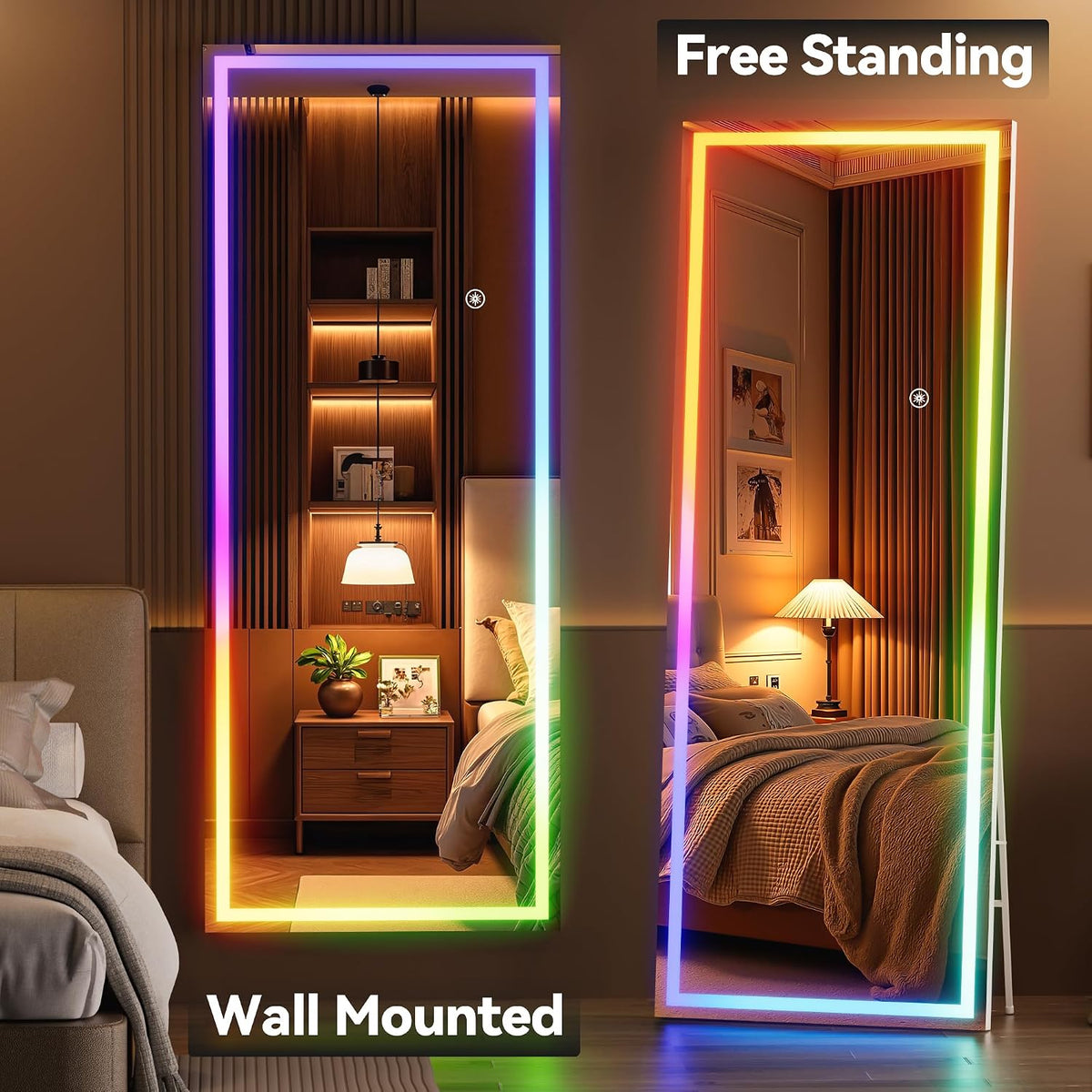 Hasipu 28''x 20'' Bathroom Mirror with Lights, Anti-Fog, Dimmable, Home Mirror Bathroom Mirrors for Over Sink Wall, Memory Function, Tempered Glass, Shatter-Proof, Wall Mounted