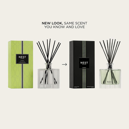 Reed Diffuser, Bamboo - 5.9 fl oz - Fragrance for Up to 90 Days - Reusable, Refillable Glass Holder - Includes 8 All-Natural Reed Sticks - Flame Free