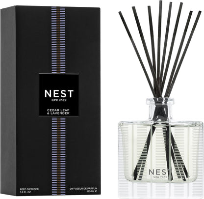 Reed Diffuser, Bamboo - 5.9 fl oz - Fragrance for Up to 90 Days - Reusable, Refillable Glass Holder - Includes 8 All-Natural Reed Sticks - Flame Free