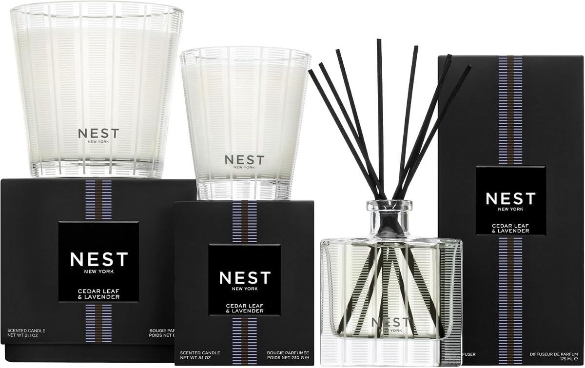 Reed Diffuser, Bamboo - 5.9 fl oz - Fragrance for Up to 90 Days - Reusable, Refillable Glass Holder - Includes 8 All-Natural Reed Sticks - Flame Free