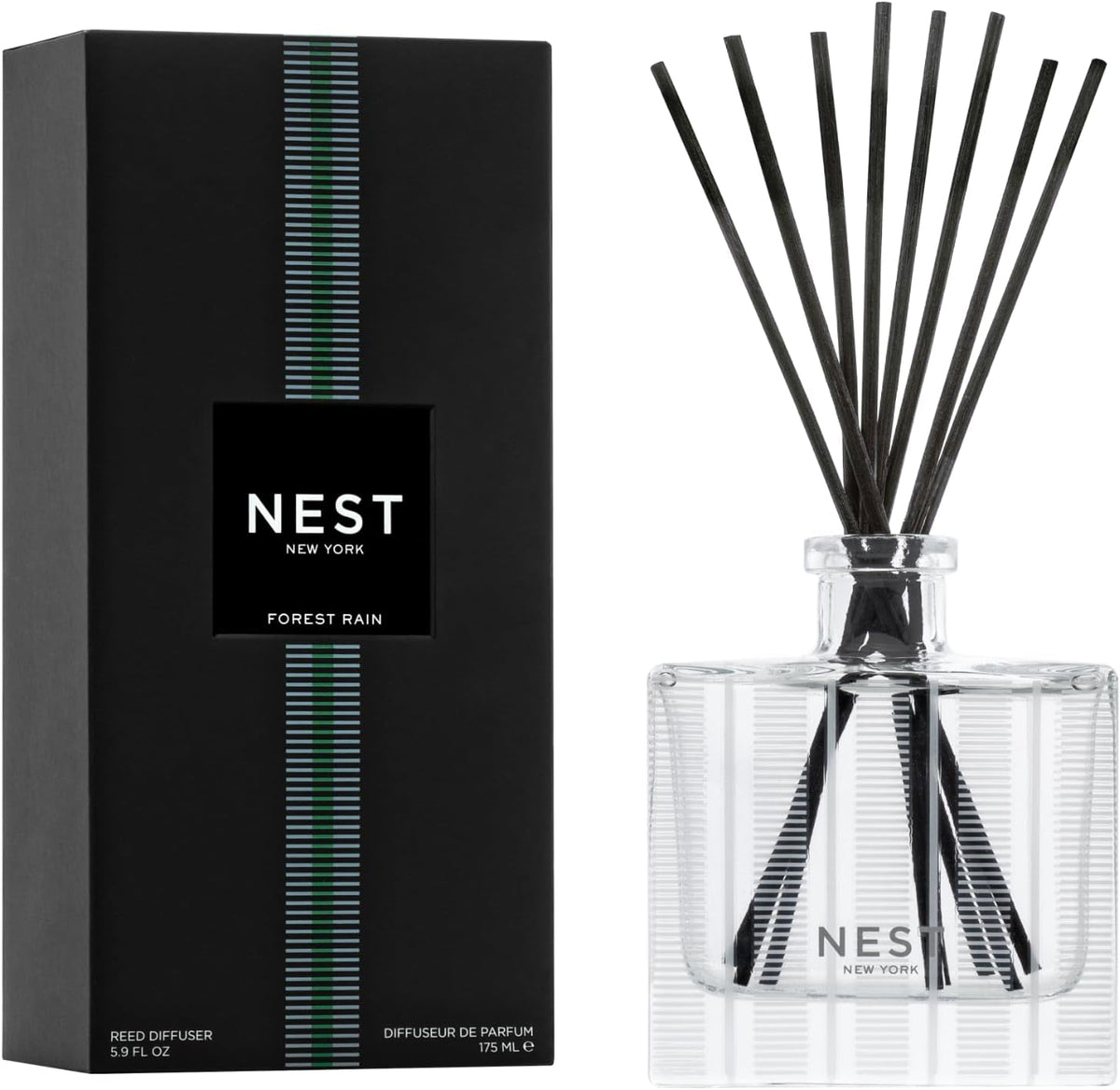 Reed Diffuser, Bamboo - 5.9 fl oz - Fragrance for Up to 90 Days - Reusable, Refillable Glass Holder - Includes 8 All-Natural Reed Sticks - Flame Free