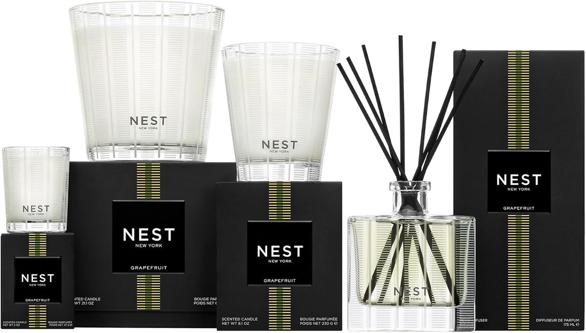 Reed Diffuser, Bamboo - 5.9 fl oz - Fragrance for Up to 90 Days - Reusable, Refillable Glass Holder - Includes 8 All-Natural Reed Sticks - Flame Free