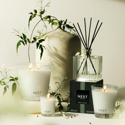Reed Diffuser, Bamboo - 5.9 fl oz - Fragrance for Up to 90 Days - Reusable, Refillable Glass Holder - Includes 8 All-Natural Reed Sticks - Flame Free