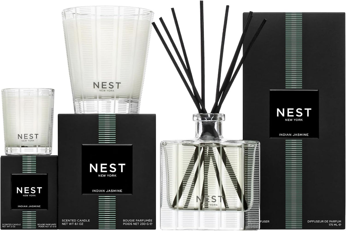Reed Diffuser, Bamboo - 5.9 fl oz - Fragrance for Up to 90 Days - Reusable, Refillable Glass Holder - Includes 8 All-Natural Reed Sticks - Flame Free