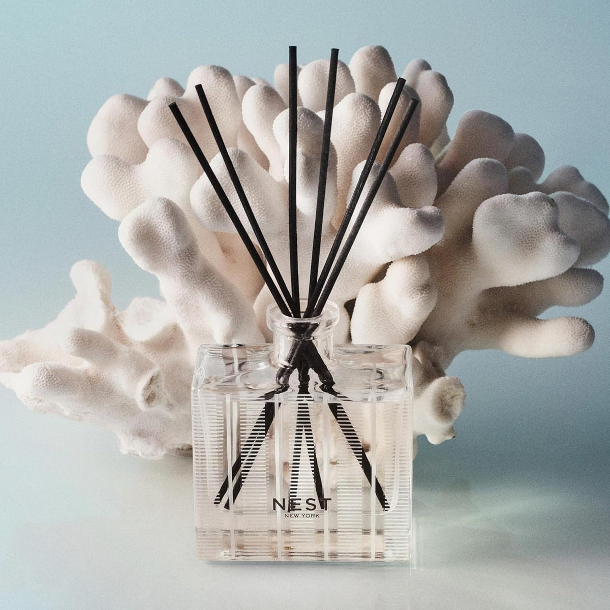 Reed Diffuser, Bamboo - 5.9 fl oz - Fragrance for Up to 90 Days - Reusable, Refillable Glass Holder - Includes 8 All-Natural Reed Sticks - Flame Free