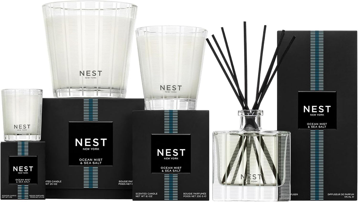 Reed Diffuser, Bamboo - 5.9 fl oz - Fragrance for Up to 90 Days - Reusable, Refillable Glass Holder - Includes 8 All-Natural Reed Sticks - Flame Free