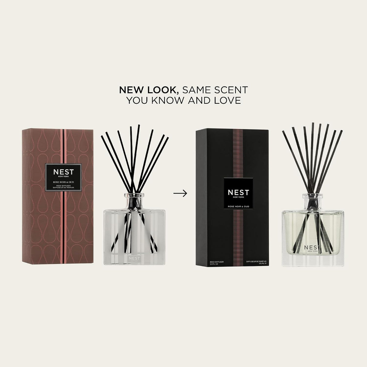 Reed Diffuser, Bamboo - 5.9 fl oz - Fragrance for Up to 90 Days - Reusable, Refillable Glass Holder - Includes 8 All-Natural Reed Sticks - Flame Free