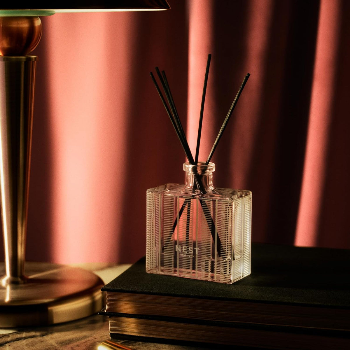 Reed Diffuser, Bamboo - 5.9 fl oz - Fragrance for Up to 90 Days - Reusable, Refillable Glass Holder - Includes 8 All-Natural Reed Sticks - Flame Free