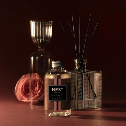 Reed Diffuser, Bamboo - 5.9 fl oz - Fragrance for Up to 90 Days - Reusable, Refillable Glass Holder - Includes 8 All-Natural Reed Sticks - Flame Free