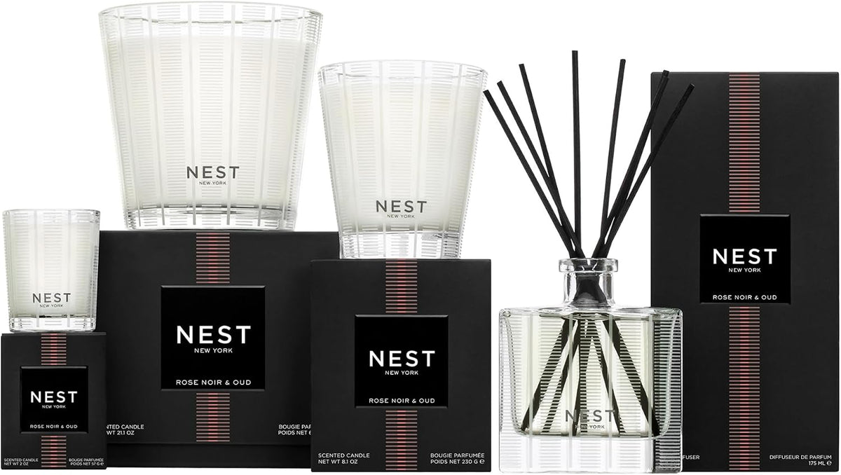 Reed Diffuser, Bamboo - 5.9 fl oz - Fragrance for Up to 90 Days - Reusable, Refillable Glass Holder - Includes 8 All-Natural Reed Sticks - Flame Free