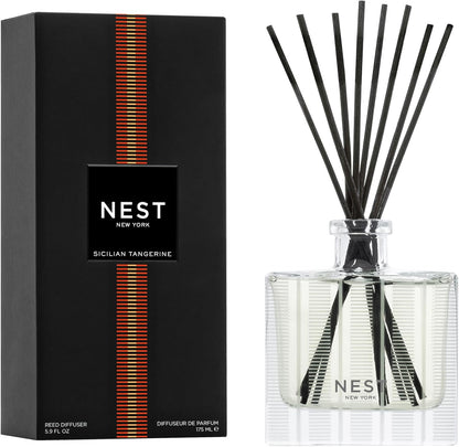 Reed Diffuser, Bamboo - 5.9 fl oz - Fragrance for Up to 90 Days - Reusable, Refillable Glass Holder - Includes 8 All-Natural Reed Sticks - Flame Free