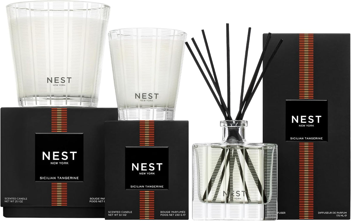 Reed Diffuser, Bamboo - 5.9 fl oz - Fragrance for Up to 90 Days - Reusable, Refillable Glass Holder - Includes 8 All-Natural Reed Sticks - Flame Free