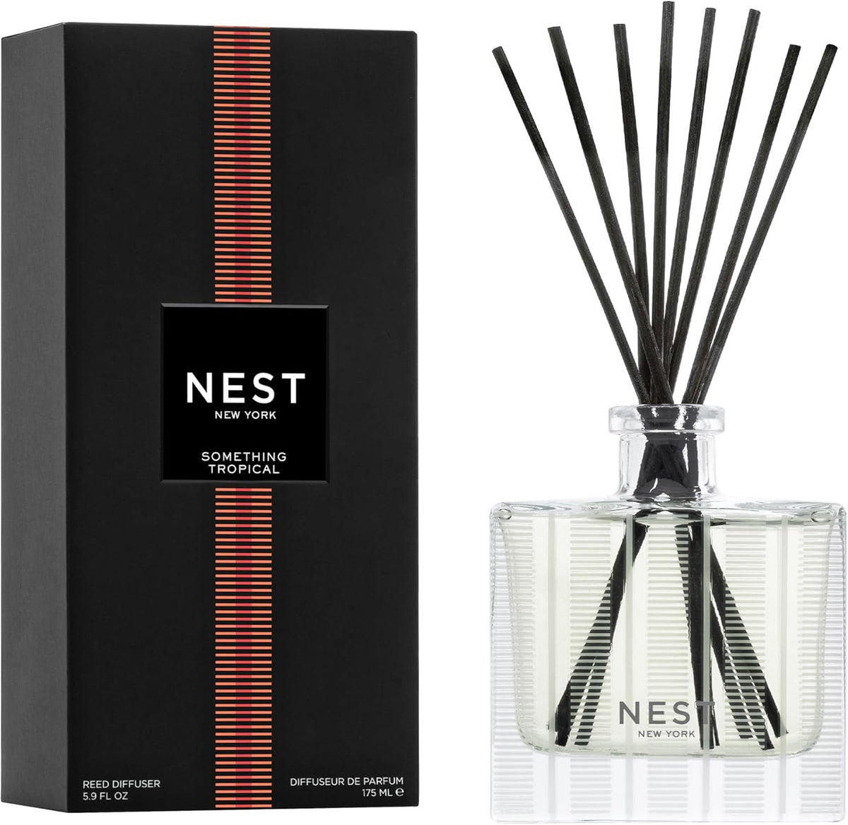 Reed Diffuser, Bamboo - 5.9 fl oz - Fragrance for Up to 90 Days - Reusable, Refillable Glass Holder - Includes 8 All-Natural Reed Sticks - Flame Free