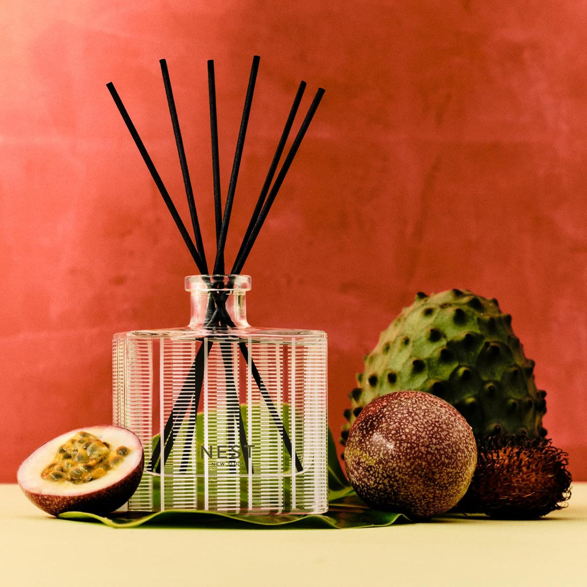 Reed Diffuser, Bamboo - 5.9 fl oz - Fragrance for Up to 90 Days - Reusable, Refillable Glass Holder - Includes 8 All-Natural Reed Sticks - Flame Free