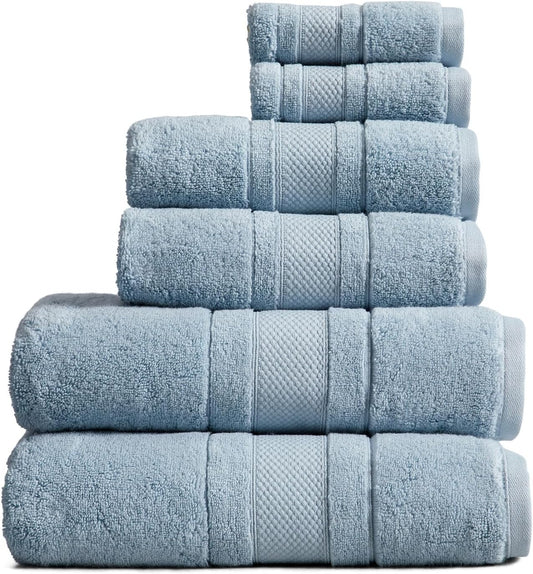 Luxury 100% Cotton Bath Towels Set | 6-Piece Set | Grey | 700 GSM | Premium Bath Towels | Ultra Soft Thick Plush & Highly Absorbent | Luxury Hotel & Spa Bathroom Towels