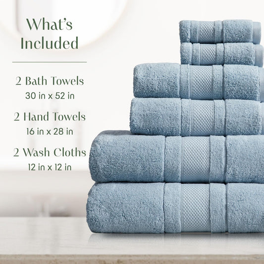 Luxury 100% Cotton Bath Towels Set | 6-Piece Set | Grey | 700 GSM | Premium Bath Towels | Ultra Soft Thick Plush & Highly Absorbent | Luxury Hotel & Spa Bathroom Towels