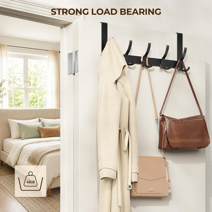 Over The Door Hooks for Hanging, Over The Door Hanger, Over The Door Towel Rack for Bathroom (Black)
