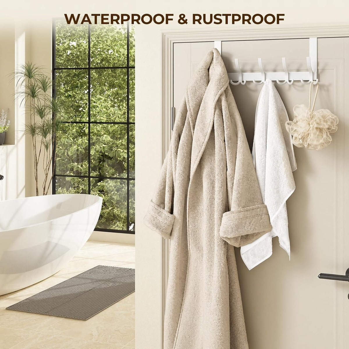 Over The Door Hooks for Hanging, Over The Door Hanger, Over The Door Towel Rack for Bathroom (Black)