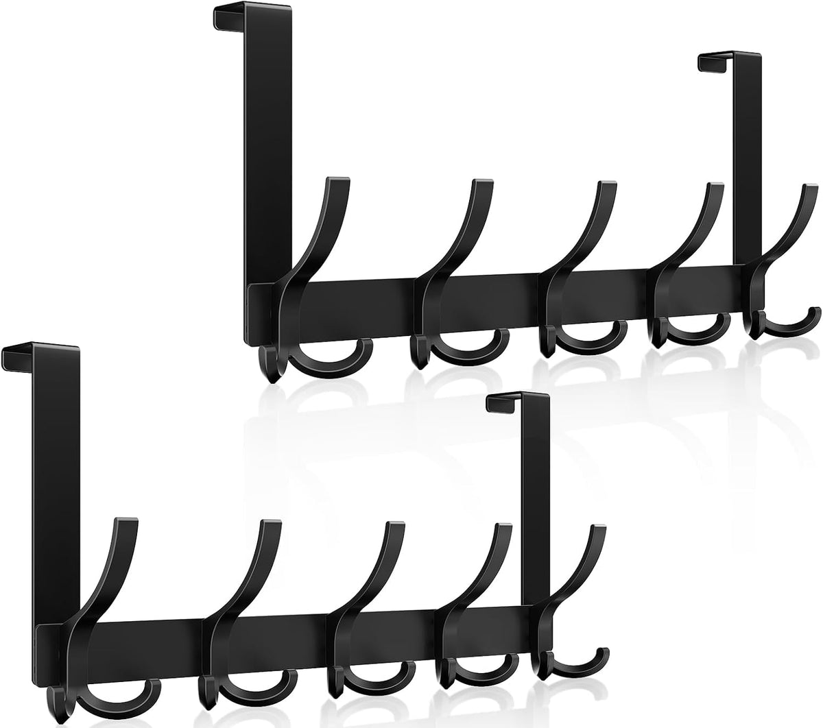 Over The Door Hooks for Hanging, Over The Door Hanger, Over The Door Towel Rack for Bathroom (Black)