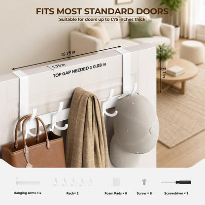 Over The Door Hooks for Hanging, Over The Door Hanger, Over The Door Towel Rack for Bathroom (Black)