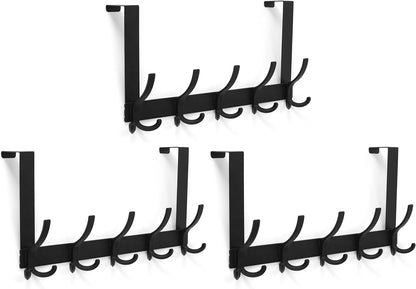 Over The Door Hooks for Hanging, Over The Door Hanger, Over The Door Towel Rack for Bathroom (Black)