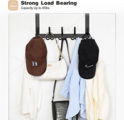 Over The Door Hooks for Hanging, Over The Door Hanger, Over The Door Towel Rack for Bathroom (Black)