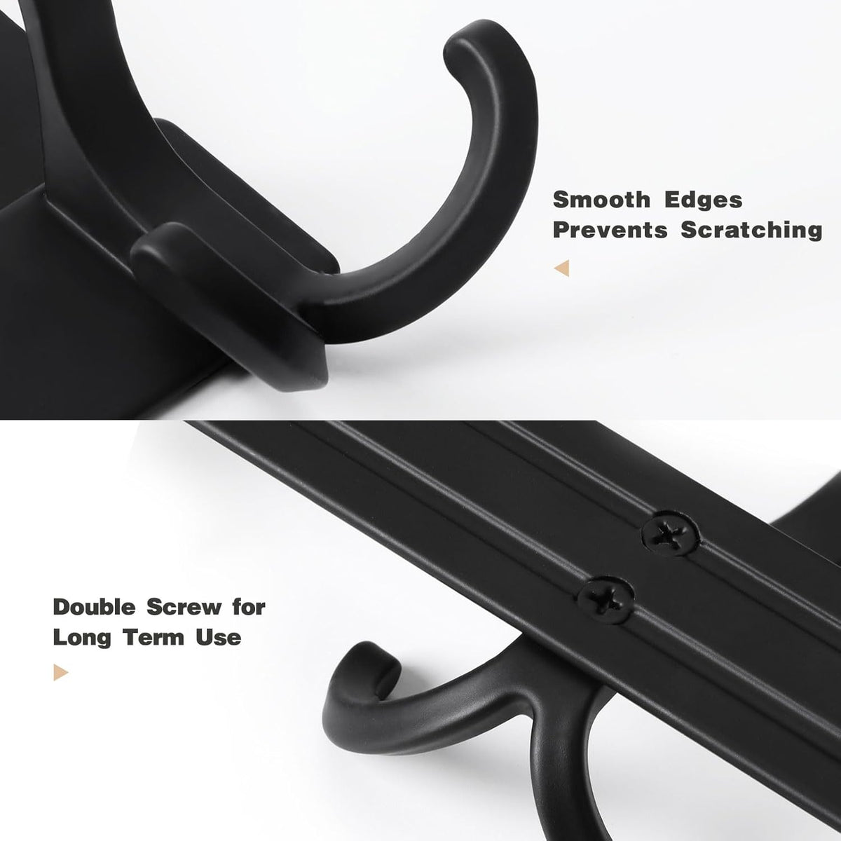Over The Door Hooks for Hanging, Over The Door Hanger, Over The Door Towel Rack for Bathroom (Black)