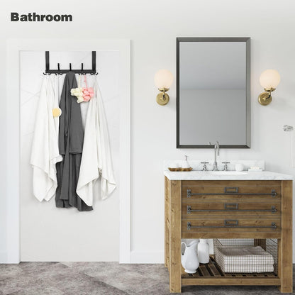 Over The Door Hooks for Hanging, Over The Door Hanger, Over The Door Towel Rack for Bathroom (Black)
