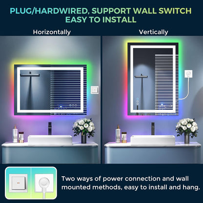 60x36 LED Bathroom Mirror with Lights, Lighted Vanity Mirror - Colors A