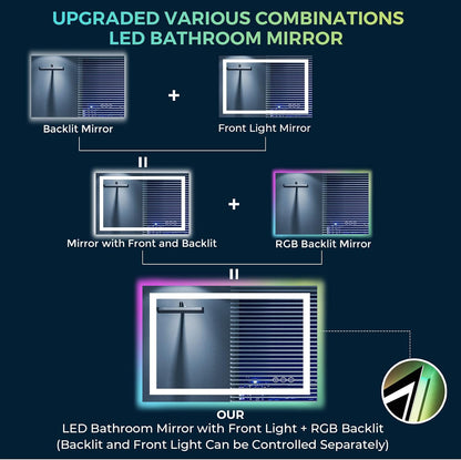 60x36 LED Bathroom Mirror with Lights, Lighted Vanity Mirror - Colors A