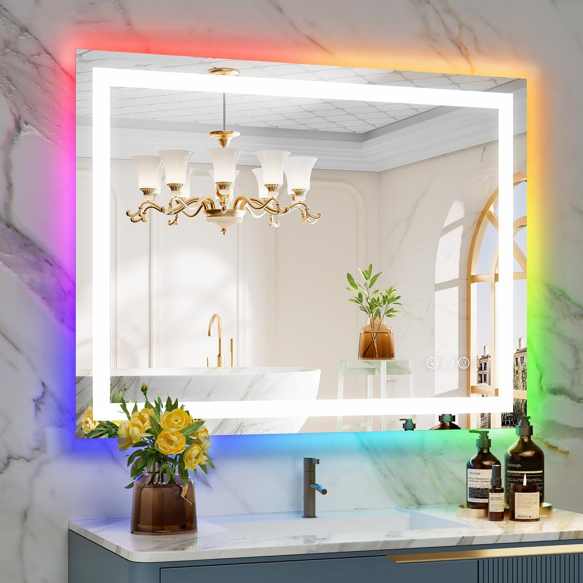 60x36 LED Bathroom Mirror with Lights, Lighted Vanity Mirror - Colors A