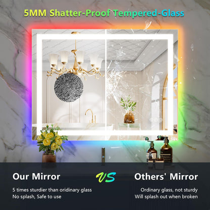 60x36 LED Bathroom Mirror with Lights, Lighted Vanity Mirror - Colors A